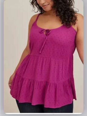 torrid Magenta Tiered Swiss Dot Camisole